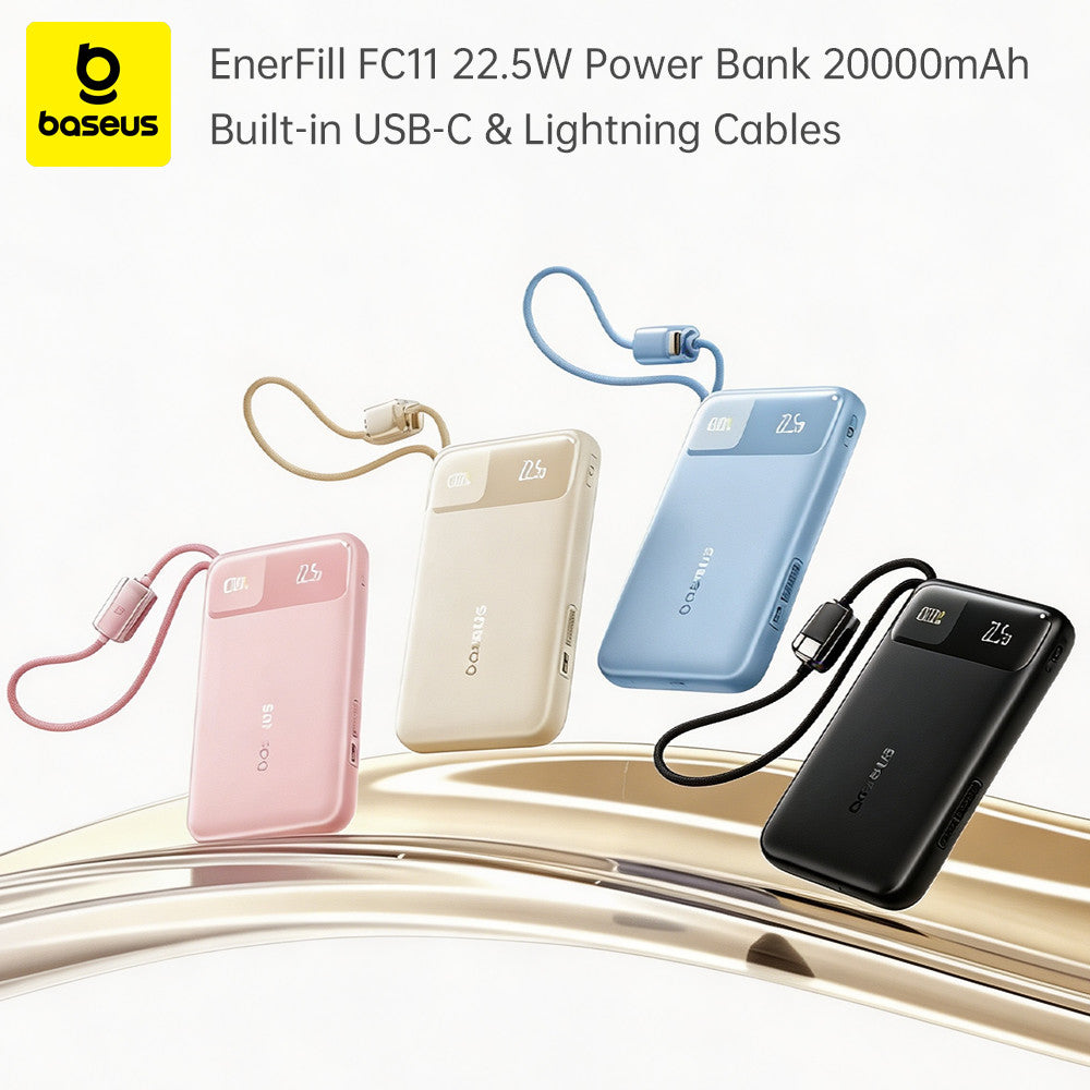 Baseus EnerFill FC11 22.5W 20000mAh Power Bank Built‑in Cable for iPhone/Android