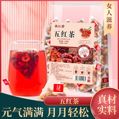 Five red tea yuan qi tea goddess tea cinnamon red dates wolfberry health tea
