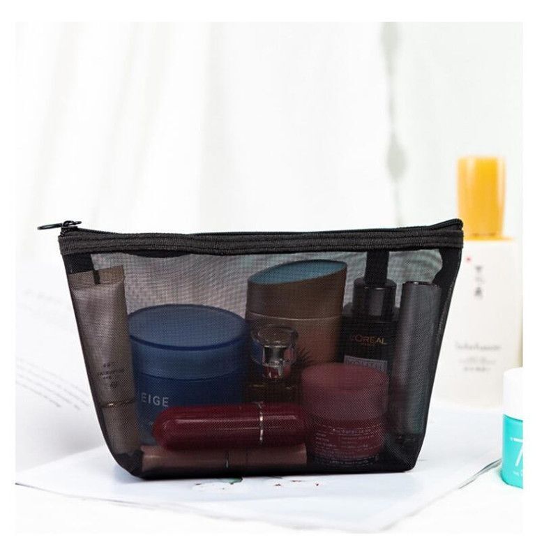 3pcs/set Zipper Toiletry Wash Bags Make Up Transparent Mesh Case Organizer Purse