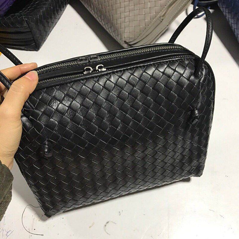 Handbag Handmade Double Zipper Shoulder Bag Genuine Leather Crossbody Purse 1 PC