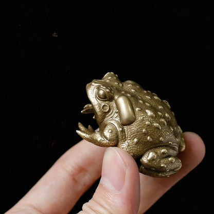 Antique Bronze Sculpture Solid Brass Small Toad Statue Home Decoration Ornaments