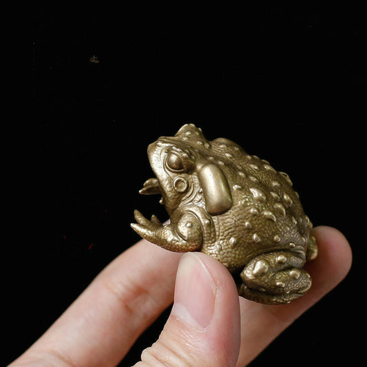 Antique Bronze Sculpture Solid Brass Small Toad Statue Home Decoration Ornaments