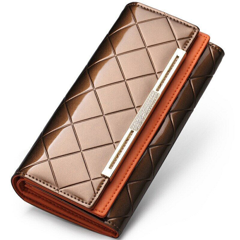 Women's Wallets Cash Clip Leather Billfold Handbag Ladies Purse Long Card Clamps