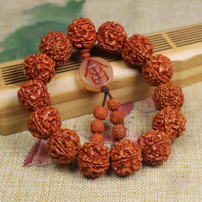 Vajra Bodhi Lotus Bracelet Nepalese Handcrafted 5-Petal Men's Prayer Beads