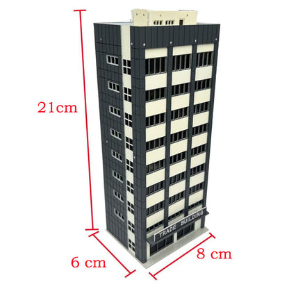 1:160 N Scale Scenery CBD Tall Office Building Trade Centre Grey House Kit Model