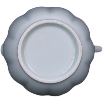7.1" China Song Porcelain Lake Field Kiln Shadow Green Glaze Lotus Flower Teapot