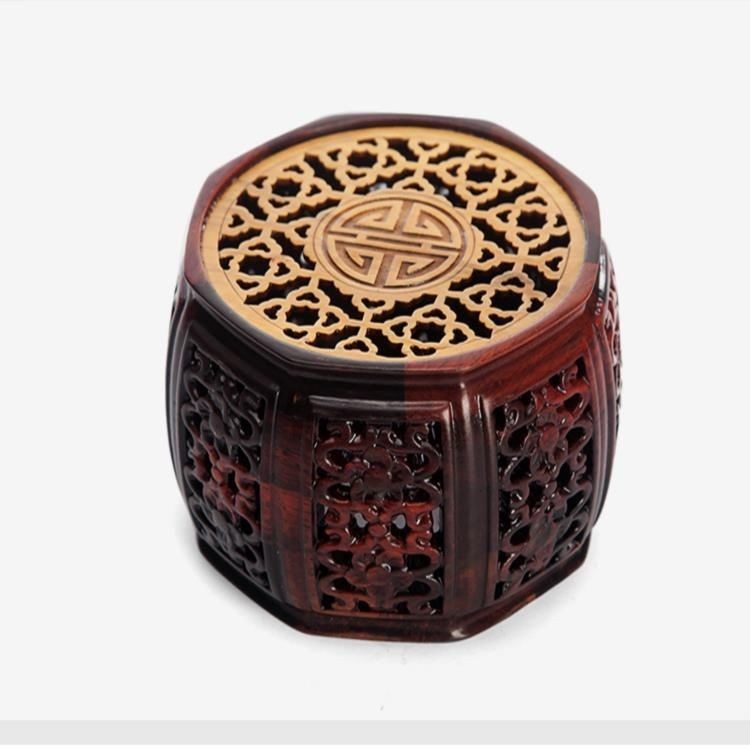 Red Sandalwood Inlaid Boxwood Stand 9x4cm Teapot Vase Base