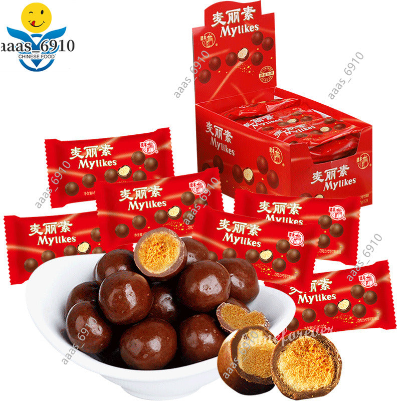 24 Bags X 25g Liangfeng Mylikes Chocolate Chinese Snack Food 梁丰麦丽素夹心巧克力