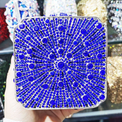 Party Purse Luxury Crystal Clutch Metal Frame Evening Bag Handbags 11*11*6.5 CM