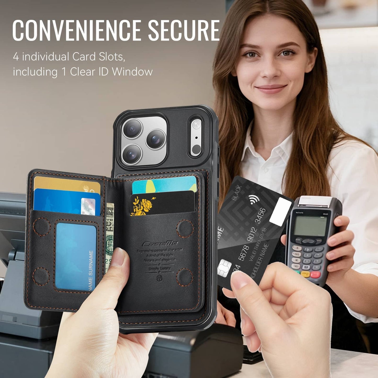 For iPhone 17/Air/16e/15/14/13/12/11 Pro Max Wallet Case Magnetic Card Holder