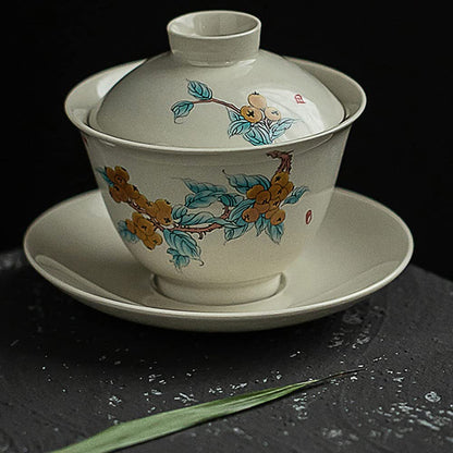 130ml Chinese Tea Bowl Kung Fu Tea Set Retro Gaiwan Kung Fu Tea Set Tureen Tea