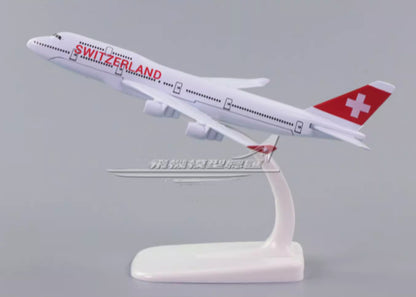 16cm Switzerland Boeing 747-400 Passenger Airplane Diecast Plane Aircraft Model