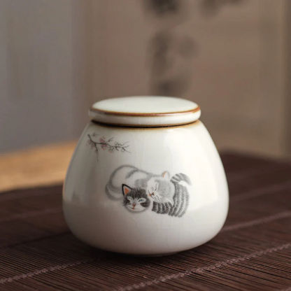 Ceramic Tea Canisters Lovely Cat Loose Tea Storage