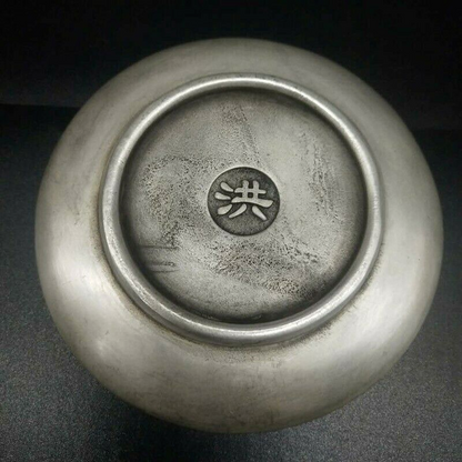 Old Chinese tibet silver handcarved fu word plate