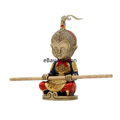 Copper Handmade Color painting Cartoon Edition Sun WuKong Monkey King God Statue