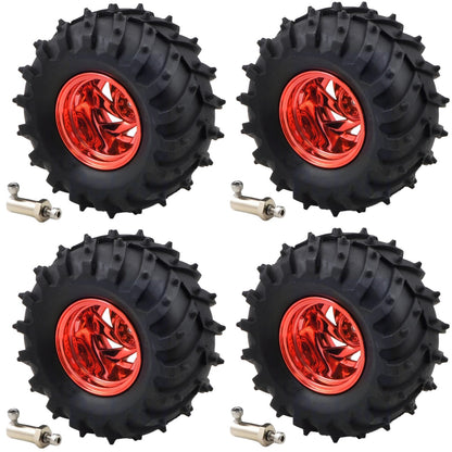 4 Pack Dagu 120mm Spiked Rubber Wheels for RC / Robotics, 60mm Width, 4mm Axle