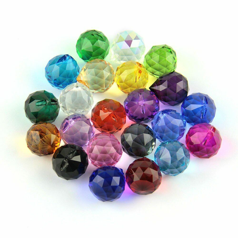 10pcs Chandelier Crystal Glass Balls Cut-Faceted Hanging Lamp Lighting Part Home