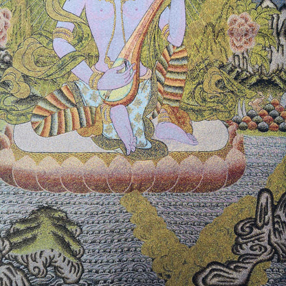 36" Tibet Tibetan Cloth Silk Buddhism Saraswati Kwan-yin Guanyin Tangka Thangka