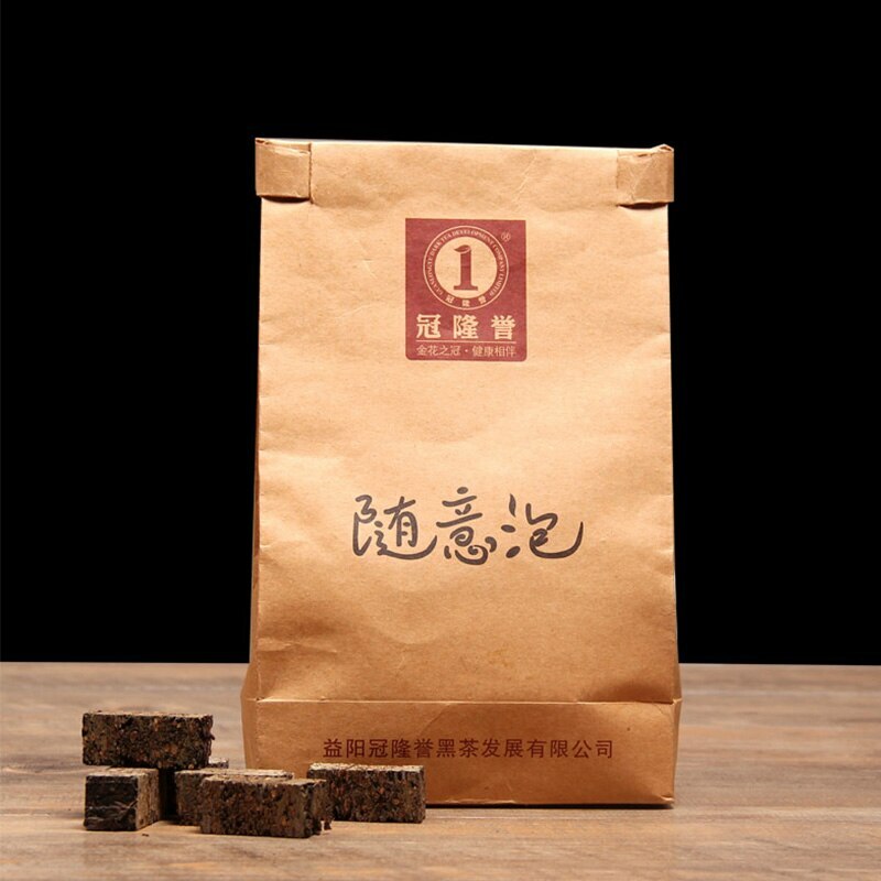 Aged Anhua Dark Tea 2016 Instant Hey Cha Mini Fu Zhuan Golden Flower Tea 200g