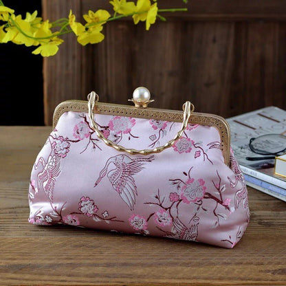 Flowers Style Vintage Kiss Lock Shell Bag Chain Shoulder Crossbody Bag Handbags