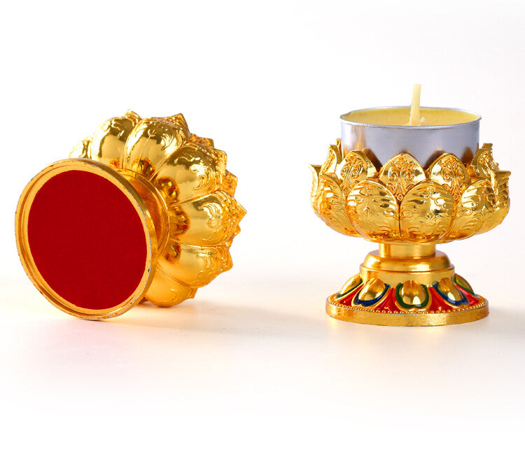 2.1" New Buddhist Lotus Butter Lamp Holder Before Buddha Bodhisattva Changming