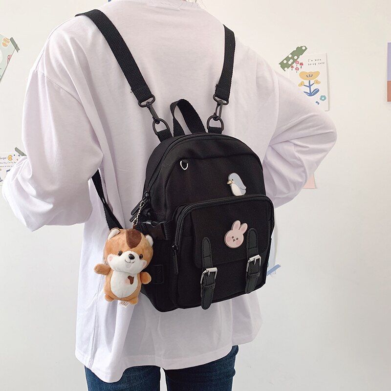 Fashion Backpack Shoulder Bag Multi-Function Small School Purse 23*9*27cm Nylon