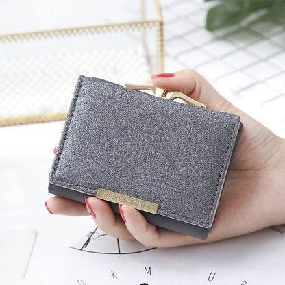 Shiny Wallet Three Fold Wallet Coin Pocket Purse Simple Clutch Bags Polyester