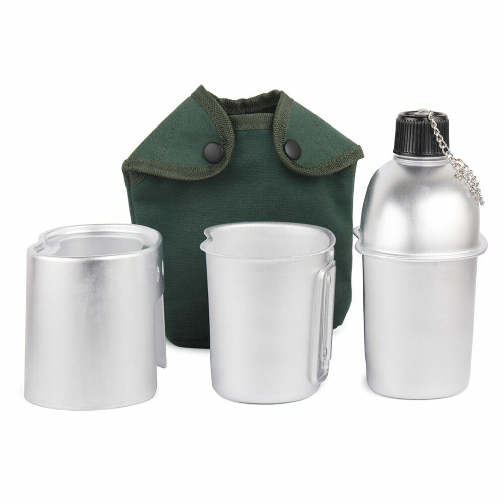 Military Canteen Cup Camping Wood Stove Set Outdoor Foldable Spork Stove Hiking