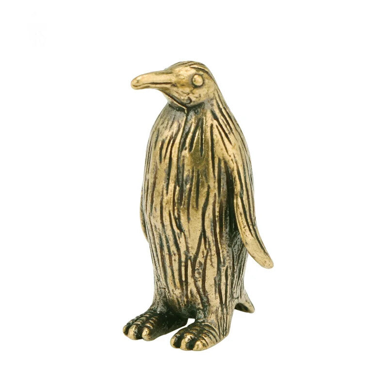 Brass Antarctic Penguin Small Statue Desk Ornament Tea Pet Paperweight Crafts