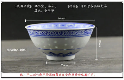 Jingdezhen Classic Blue White Exquisite Tea Bowls Underglaze Color Nostalgic