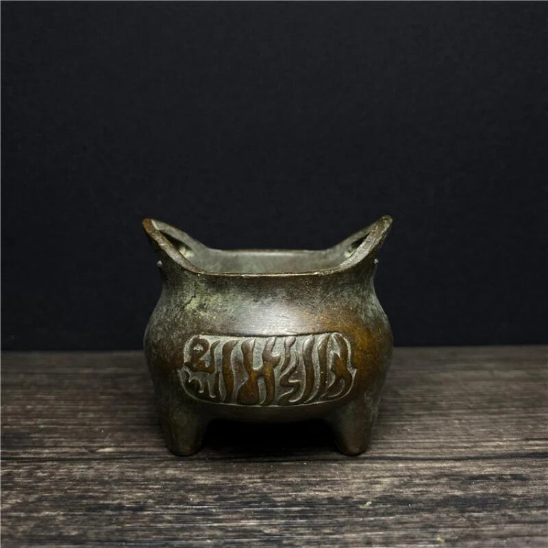 Old China Pure Bronze Carving Islam Islamism Incense Burner Censer