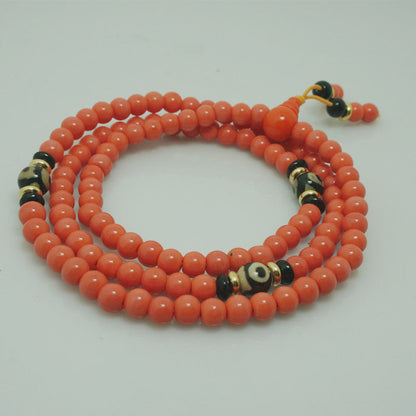 6mm New Tibetan Style Buddhism 108 Glazed Rosary Beads Multi-circle Bracelet