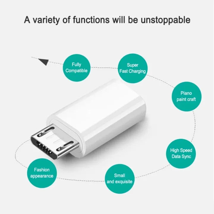 200x Type C Female to Micro USB Male Port Converter Charge Data Sync Adapter Lot