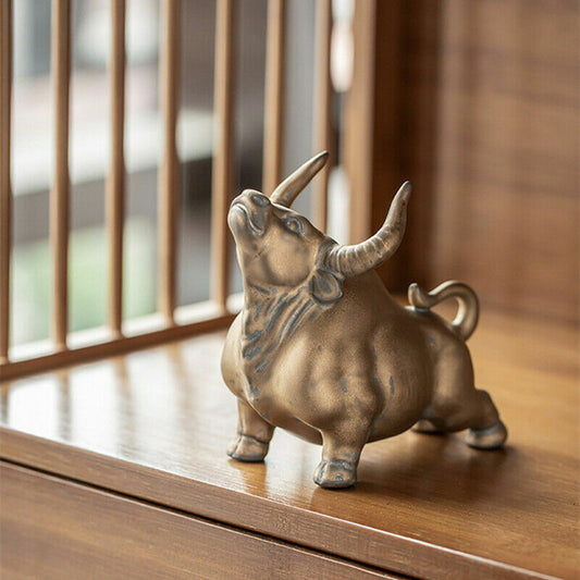 porcelain bull table decoration creative animal statue wealth bring mascot China