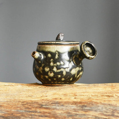 Coarse Pottery Mini Side Handle Pot Chinese Fingertip Teapot Handmade