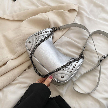 PU Leather Shoulder Bag Handbags Chain Rivet Crossbody Bag Underarm Bags Purses