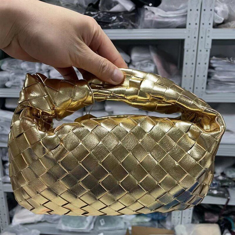 Cow Split Leather Knot Bag Weave Handmade Sling 27X13X16cm Polyester Accessories