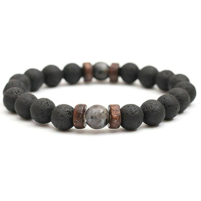Man/Women Lava Rock Diffuser Bracelet Elastic Natural Stone Yoga Bead Bracelet J