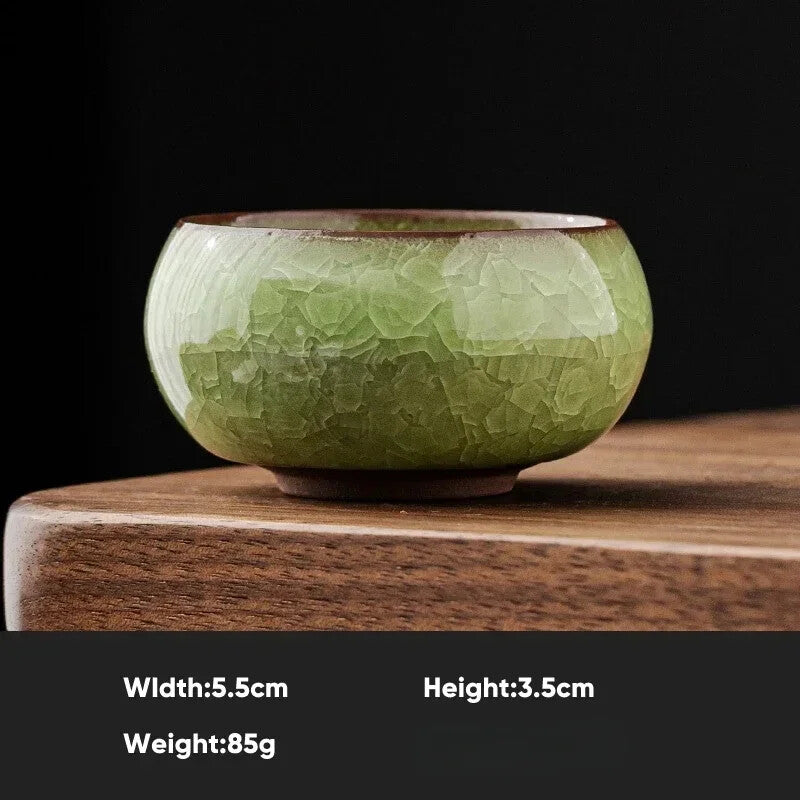1pcs Ice Crackle Style Ceramic Tea Cup Vintage Celadon Teacup Household