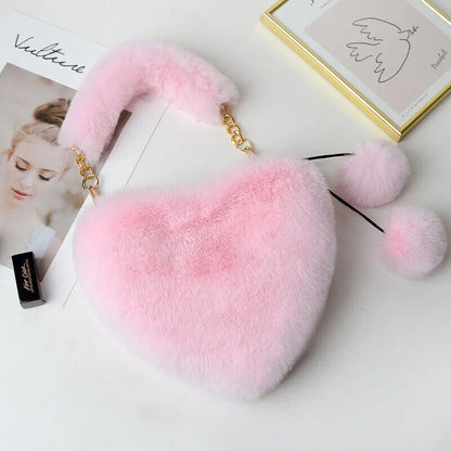 Winter Bag Women Faux Fur Totes Underarm Handbags Party Shoulder Bags