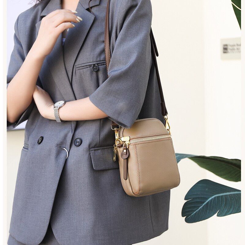 Sling Messenger Purse Handbag Genuine Leather Shell Casual Vintage Shoulder Bags