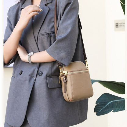 Sling Messenger Purse Handbag Genuine Leather Shell Casual Vintage Shoulder Bags