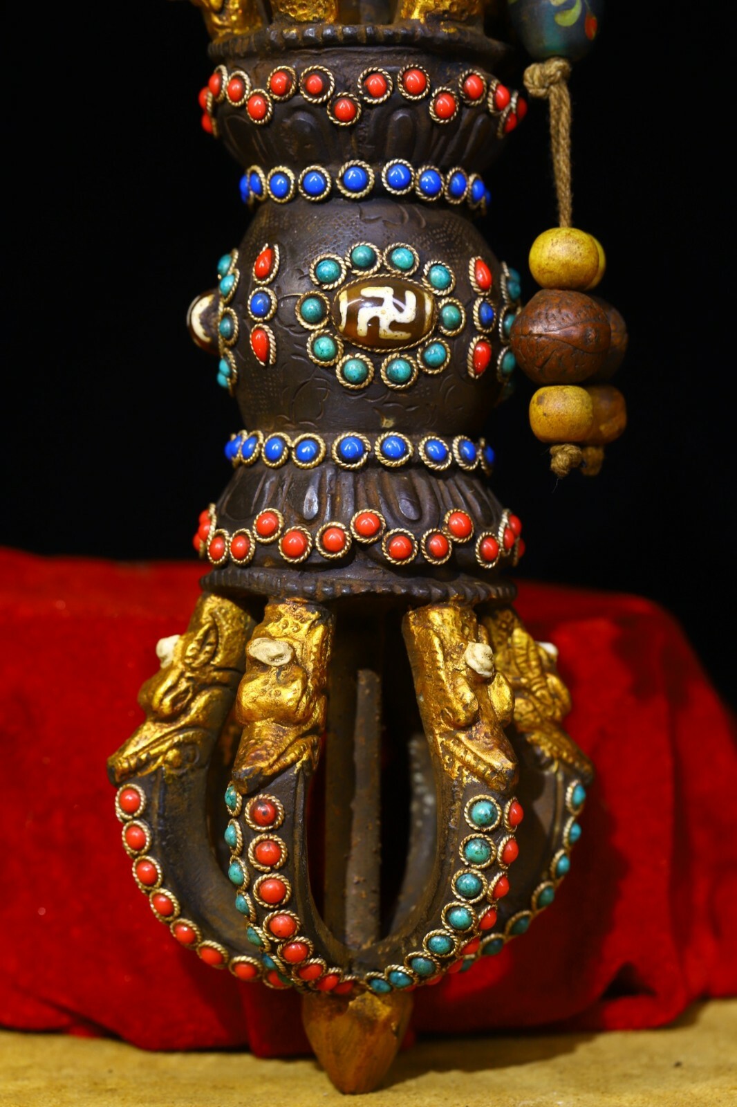 10" China Tibet Buddhism Bronze Dorje Phurpa Pestle Vajra Exorcism FaQi