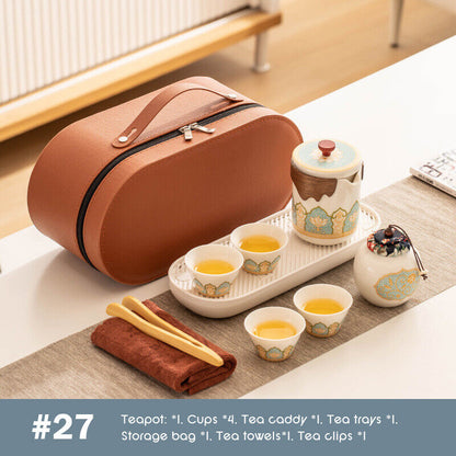 Outdoor Office Camping Tea Ceramic Set Porcelain Chinese Gongfu Tea Cup Set