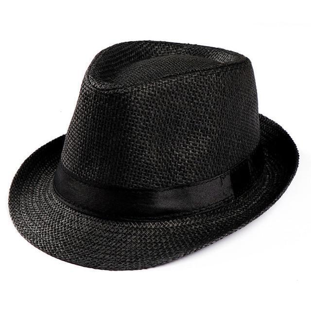 Unisex Straw Fedora Panama Hat Summer Sun Short Brim Floral Trilby Cuban Cap Hat
