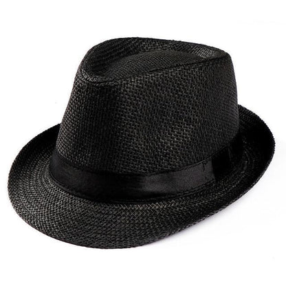 Unisex Straw Fedora Panama Hat Summer Sun Short Brim Floral Trilby Cuban Cap Hat