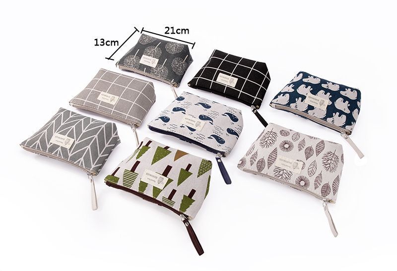Canvas Makeup Bags Multicolor Pattern Cosmetic Travel Organizer Pouch 21*13*1 CM