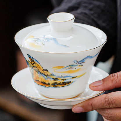 190ml Traditions Gaiwan Tea Set Tea Bowl Cup Ceramic Kung Fu Tea Set Tureen