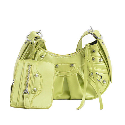 Woman Bag Rivet Half Moon Bags Shoulder Bag Punk Style Woman Satchels Handbag