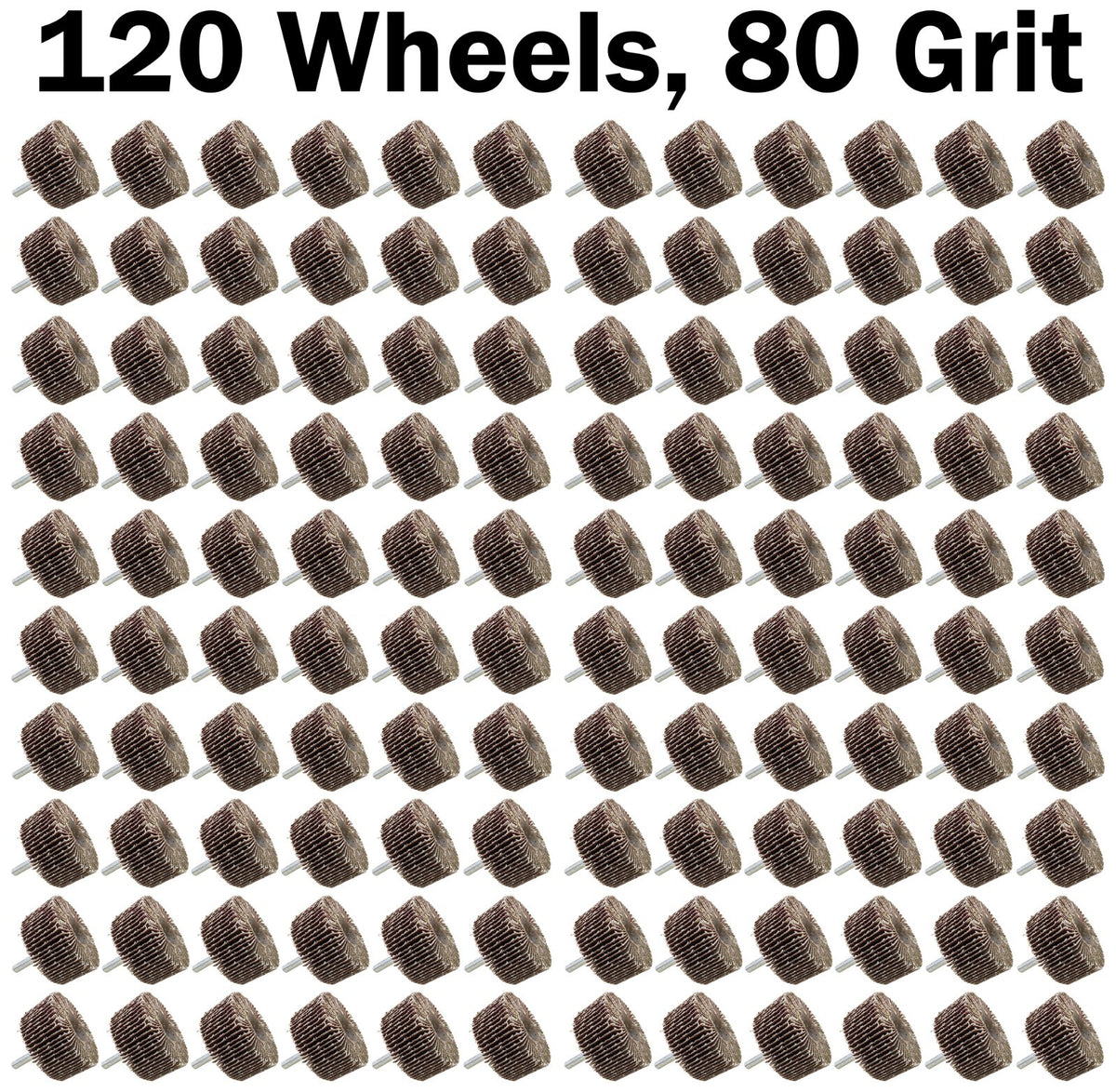 120 Pack ¼" Shank 80 Grit Flap Wheel Sandpaper for use with Power Tools